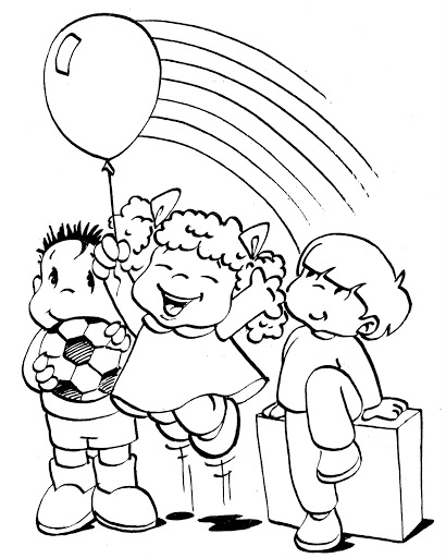 Online coloring book: Coloring book girl enjoys the balloon